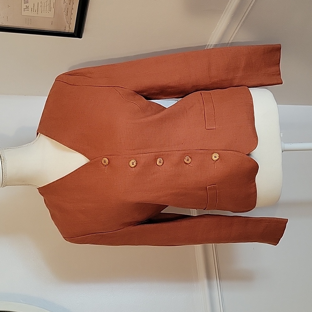 N.A.P Linen Blazer Made in France Brown/Orange Womens‎ 36